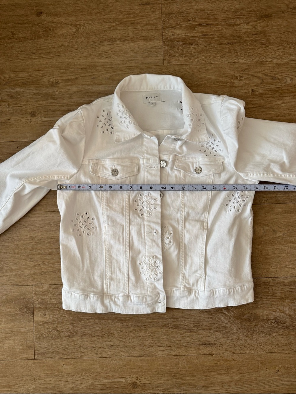 Milly White Eyelet Gemma Jacket Size Large - Picture 11 of 12